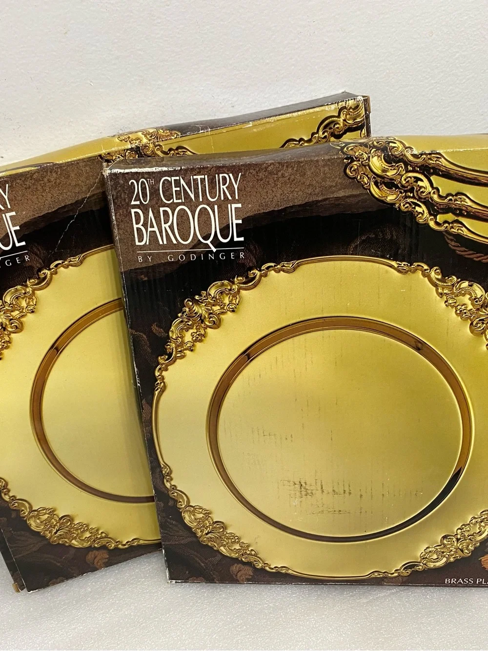 Godinger Gold Baroque Charger Plates. Two boxes available and 4 pieces in each - Picture 3 of 4